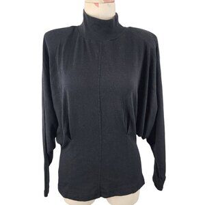 Women's Vintage Catch One HTF Rare Black Knit Mock Turtleneck Batwing Small Top